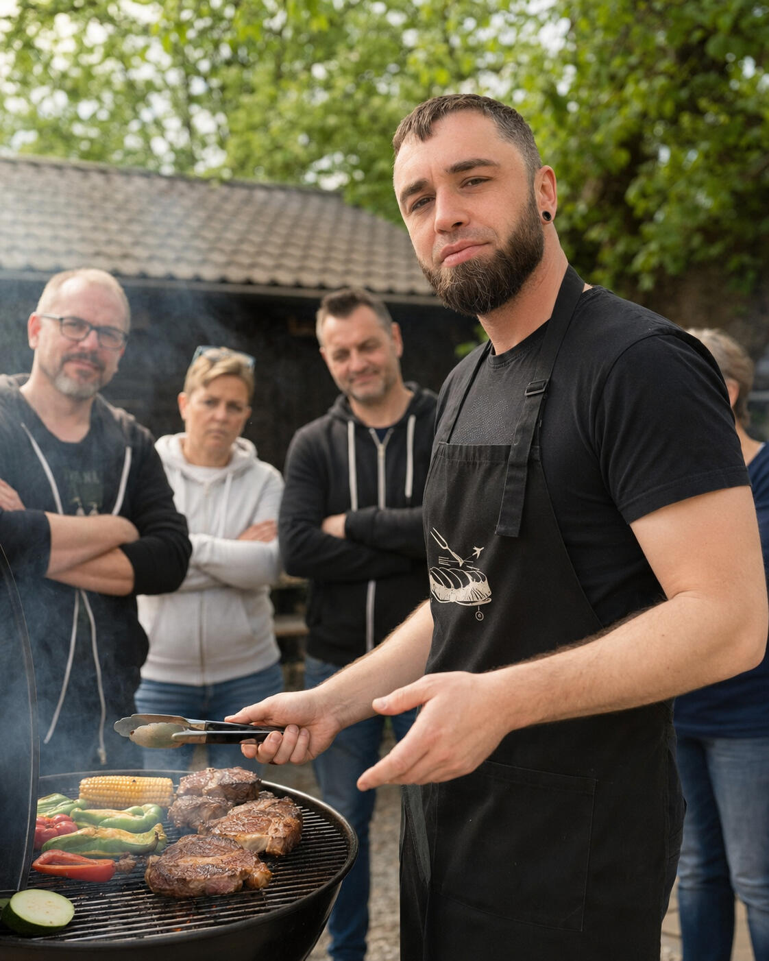 Privater Grillkoch bei einem Grillevent